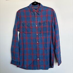 Orvis Active Fit Plaid Button Up Shirt Mens M,Red Blue Workwear, Outdoor, Cotton